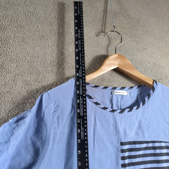 Periwinkle Womens Blue Cat Face Stripe Patchwork Tunic Top XL - Picture 4 of 8